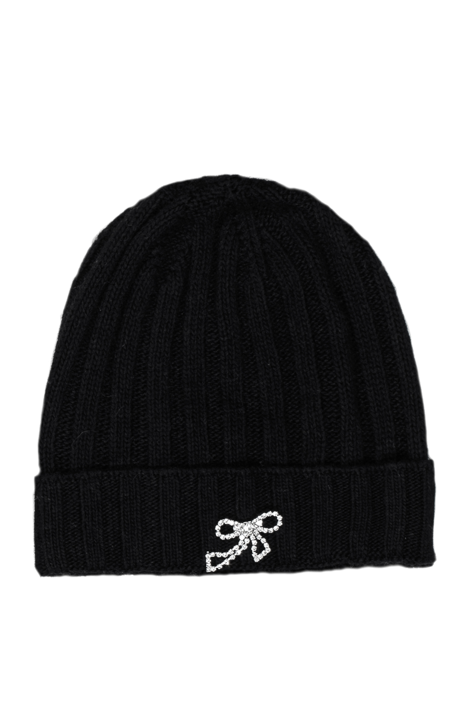 CAPPELLO MAGLIA CON FIOCCO GIOIELLO, TG UNICA - BLACK